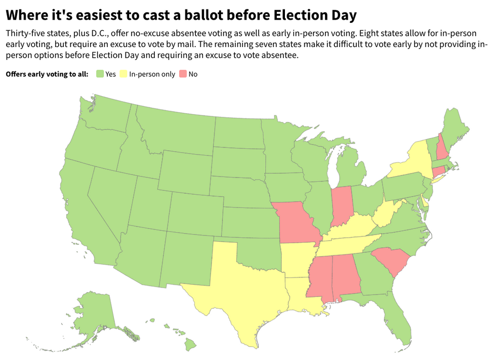 Election map that allows early voting