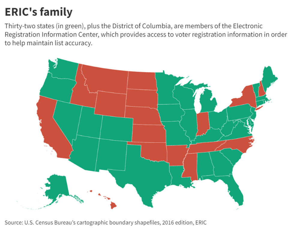 Election officials from seven states - Colorado, Delaware, Maryland, Nevada, Utah, Virginia and Washington - formed ERIC
