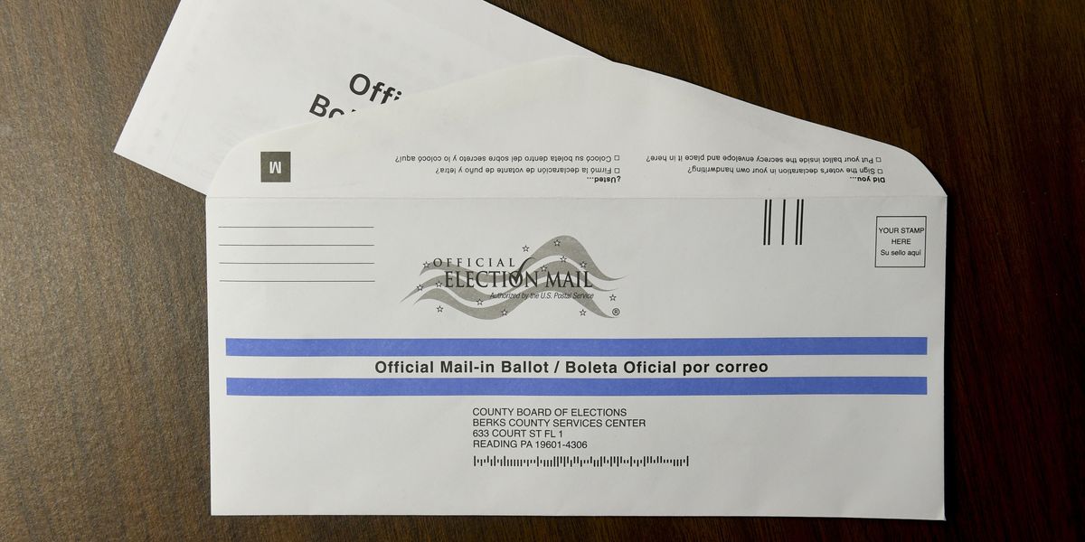 Envelope for a maield ballot in Berks County, Pa.