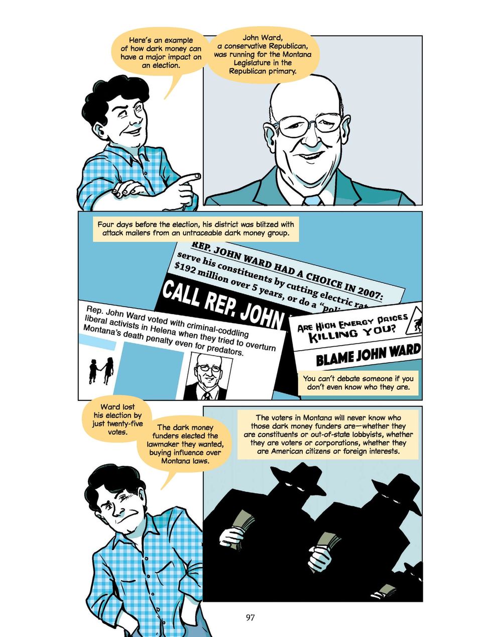 Excerpt from Political Money chapter of Unrig, a nonfiction graphic novel about democracy