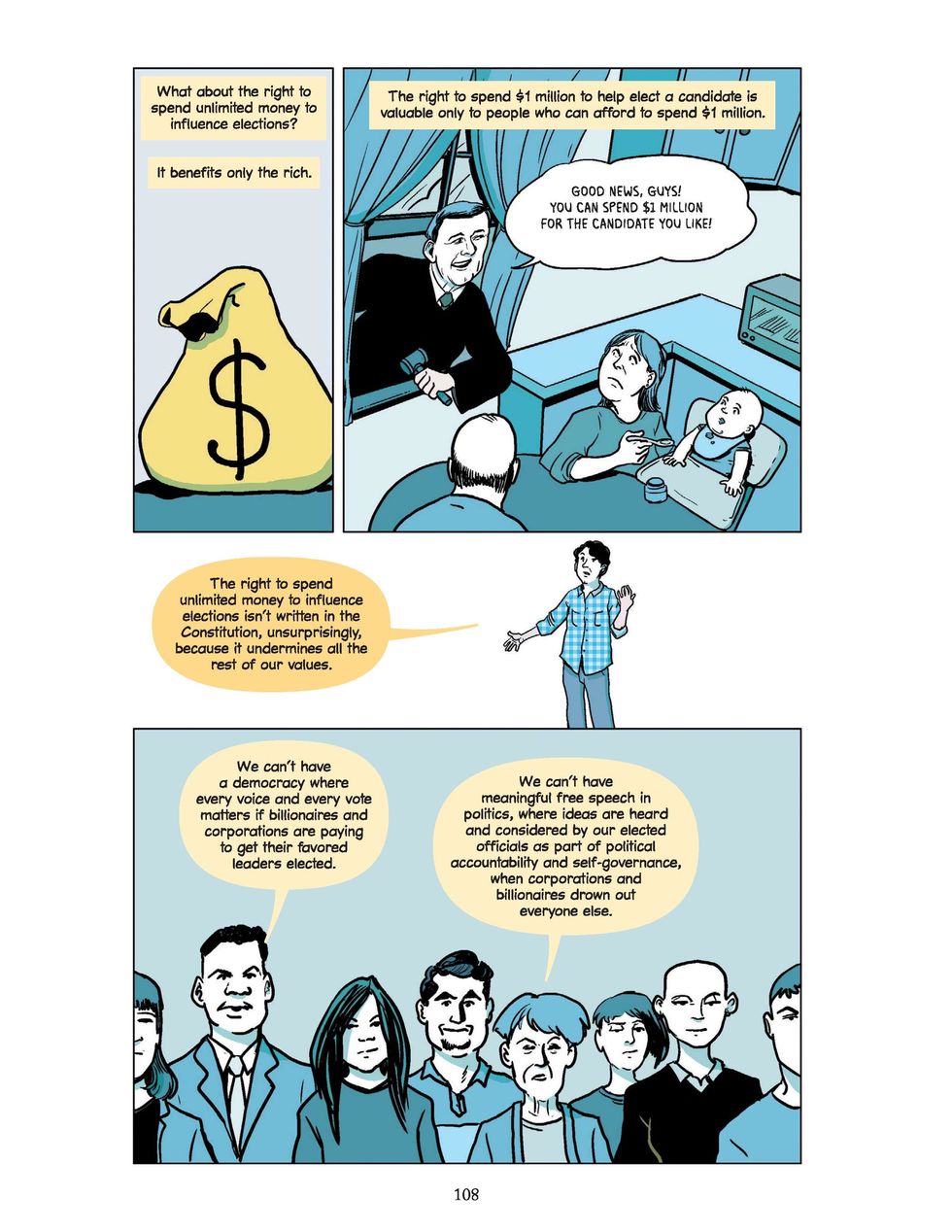 Excerpt from Political Money chapter of Unrig, a nonfiction graphic novel about democracy
