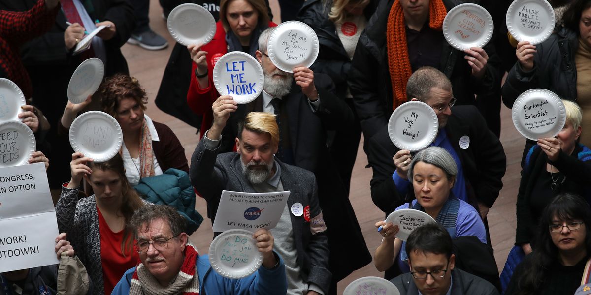 Federal employees protesting