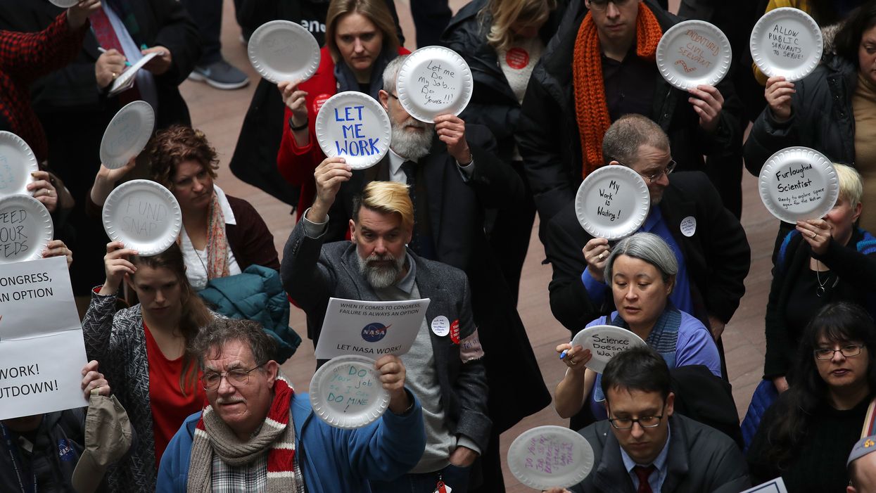 Federal employees protesting