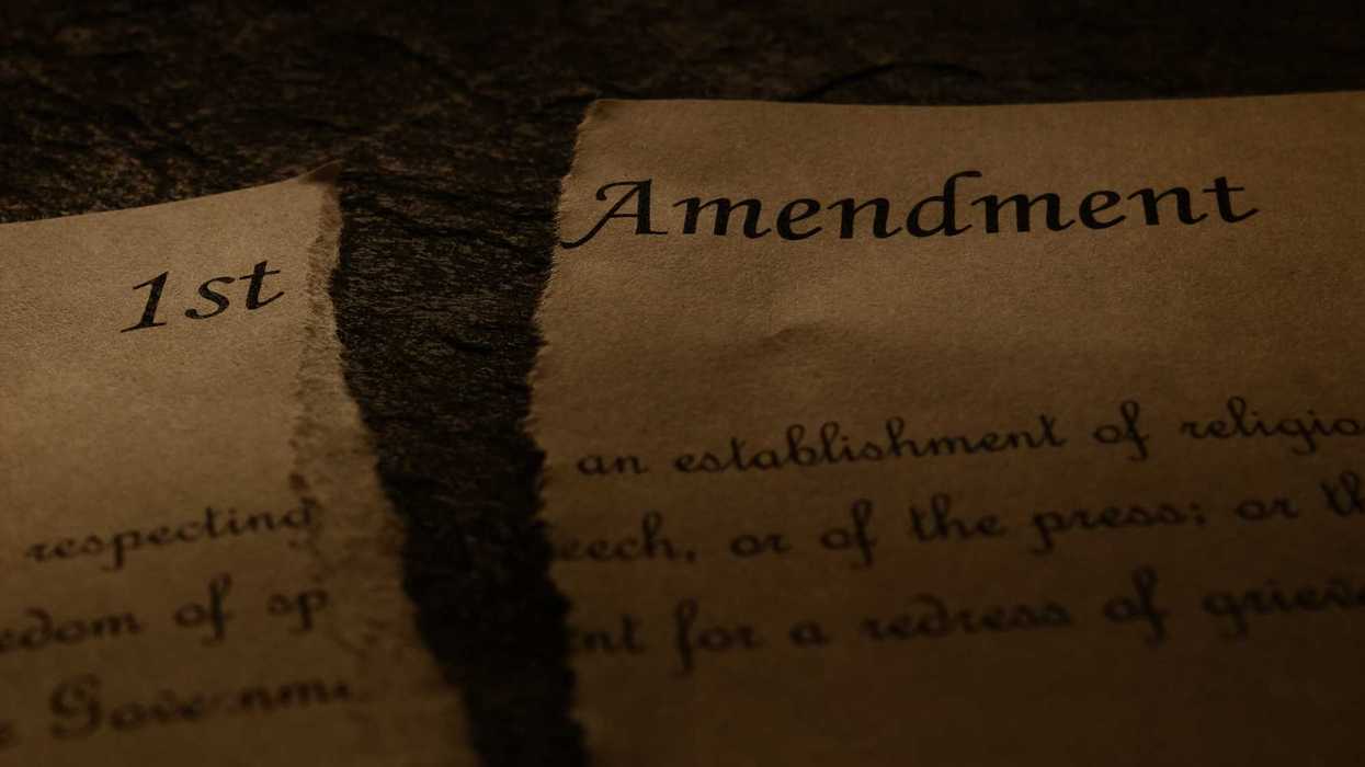 First Amendment being torn