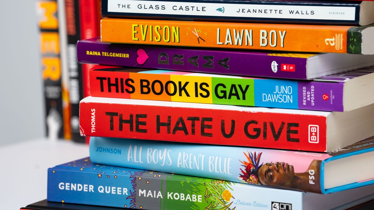 Frequently banned books: Lawn Boy, Drama, This Books Is Gay, The Hate U Give, All Boys Aren't Blue, Gender Queer