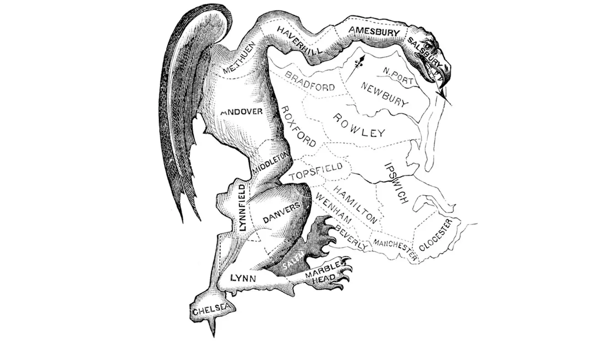 Gerry's Salamander map of Massachusetts districts