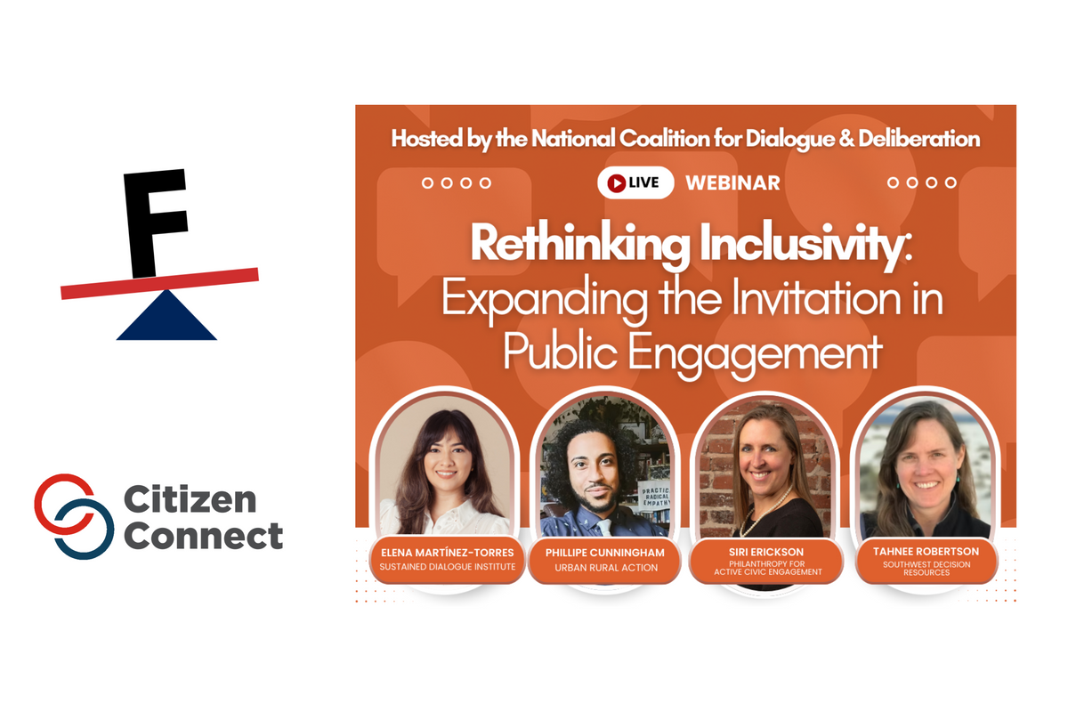 Graphic advertisement for NCDD event Rethinking Inclusivity: Expanding the Invitation in Public Engagement