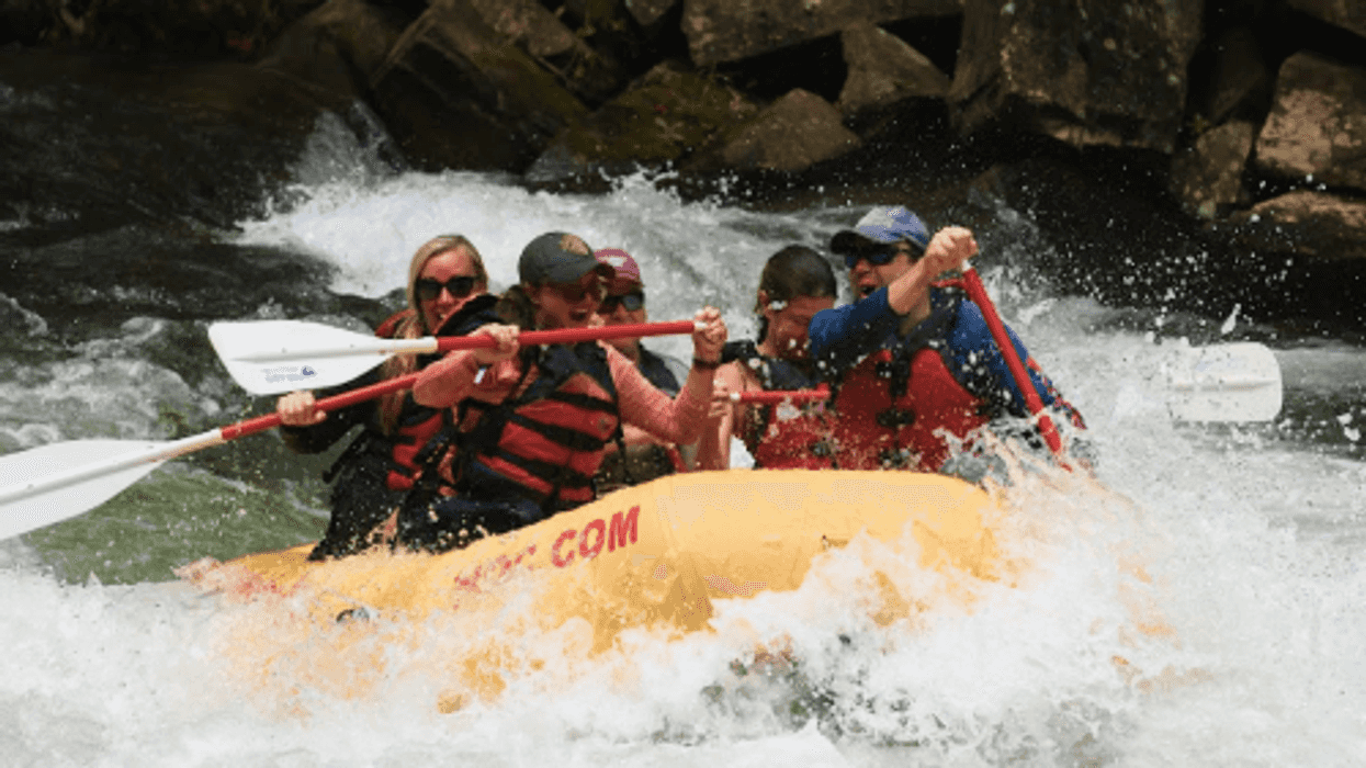 group of americans on a rafting trip