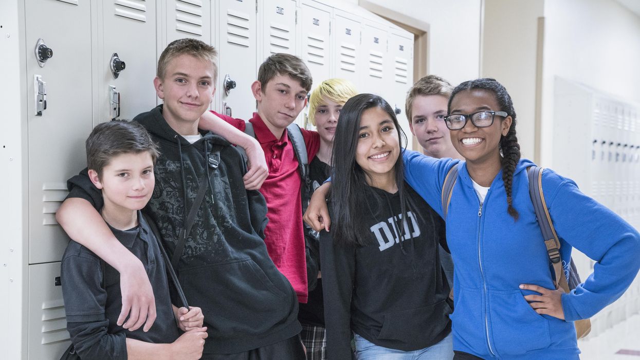 Happy students in school