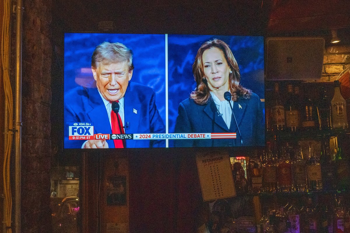 Harris and Trump debate on TV
