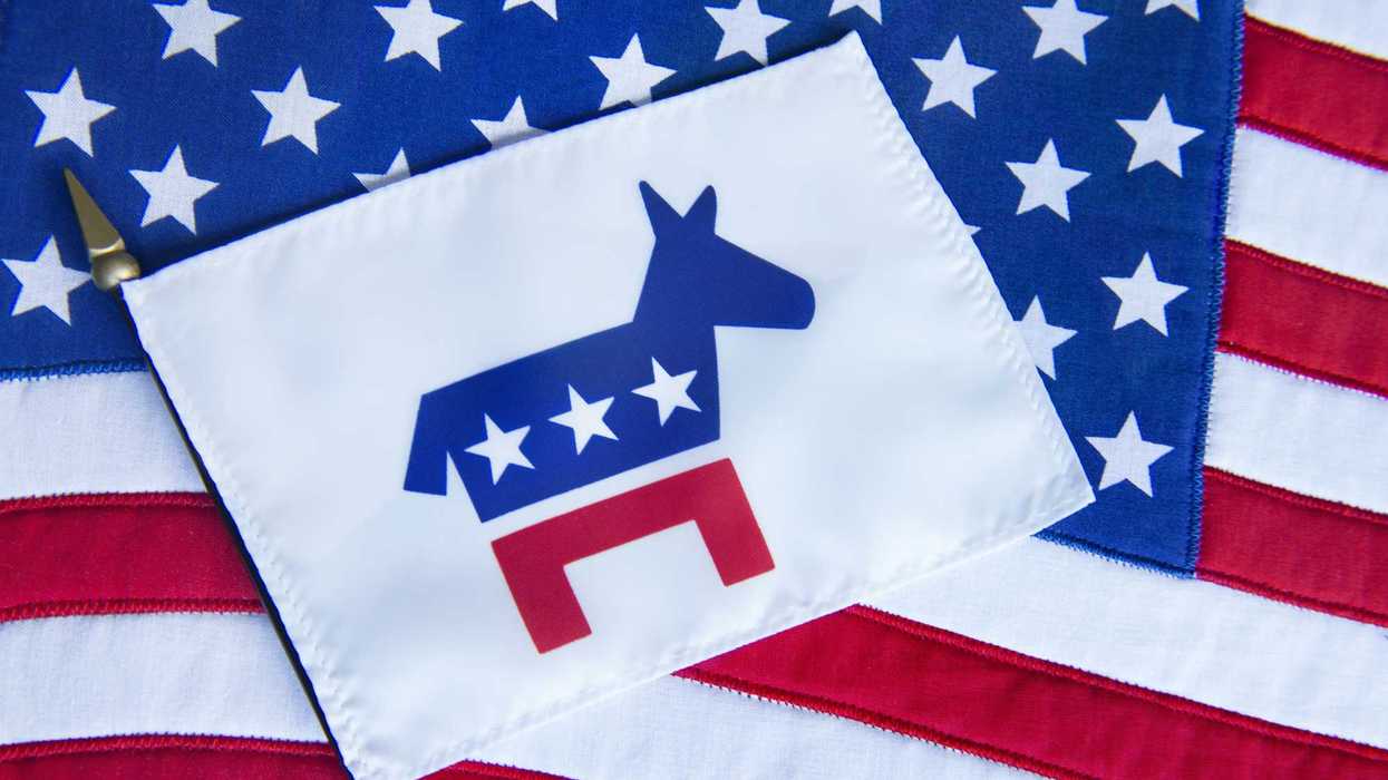 Horizontal photo of a DEMOCRATIC PARTY FLAG