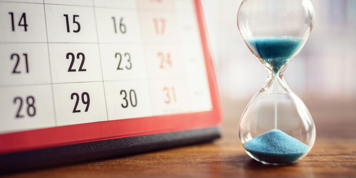hourglass and calendar