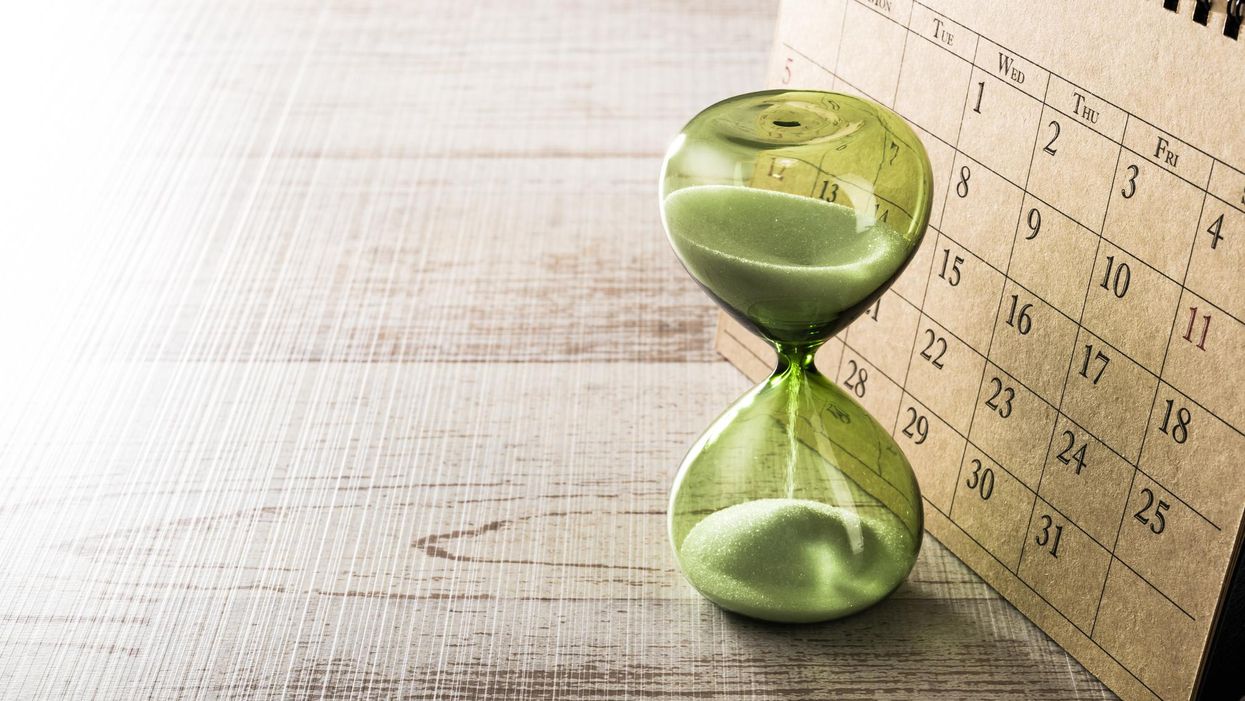 hourglass and calendar