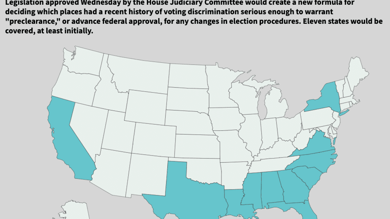 The 11 states that would face federal oversight under a new Voting Rights Act