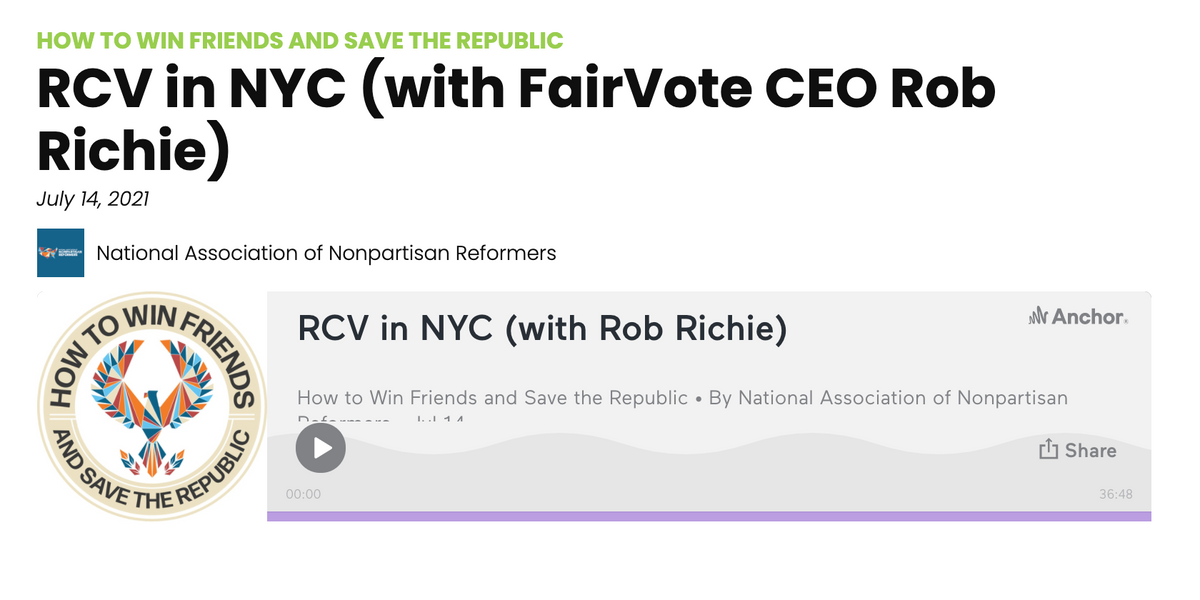 Podcast: RCV in NYC with FairVote CEO Rob Richie