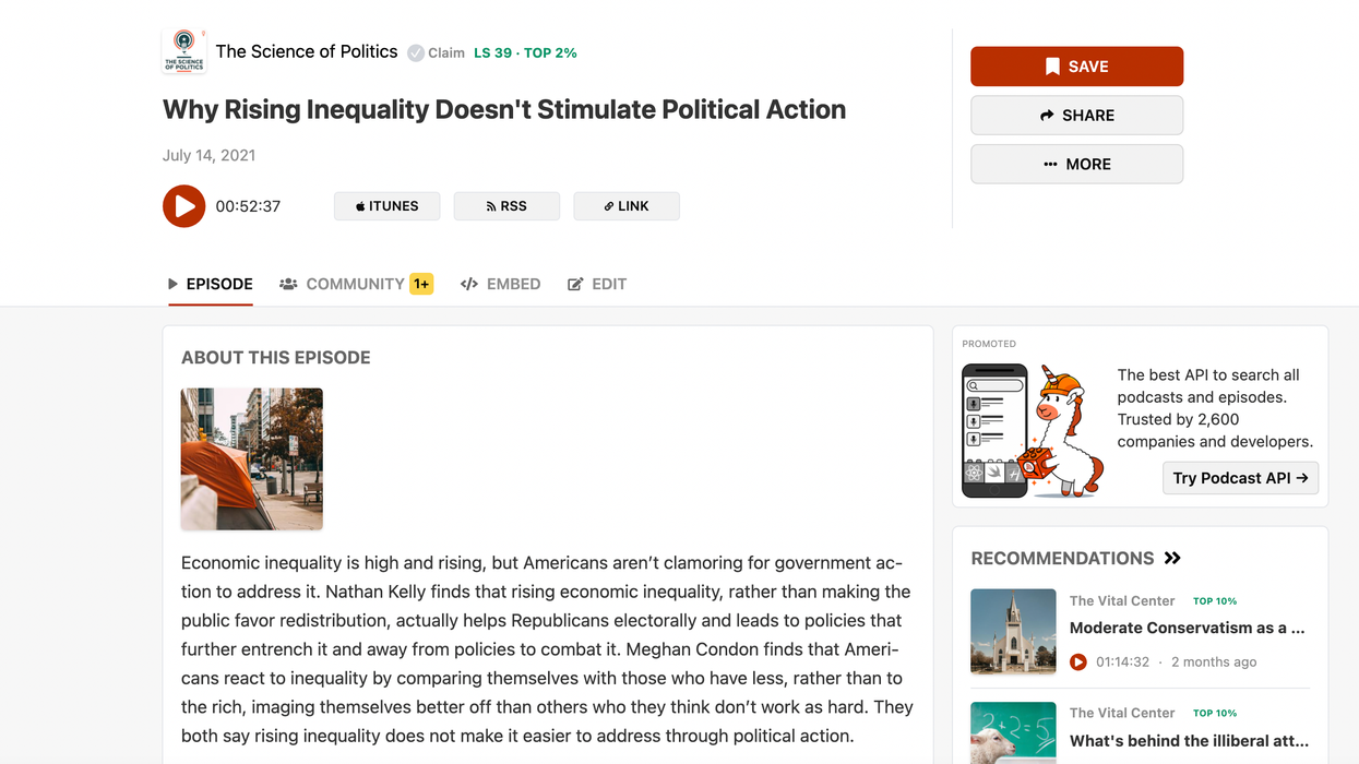 Podcast: Why Rising Inequality Doesn't Stimulate Political Action