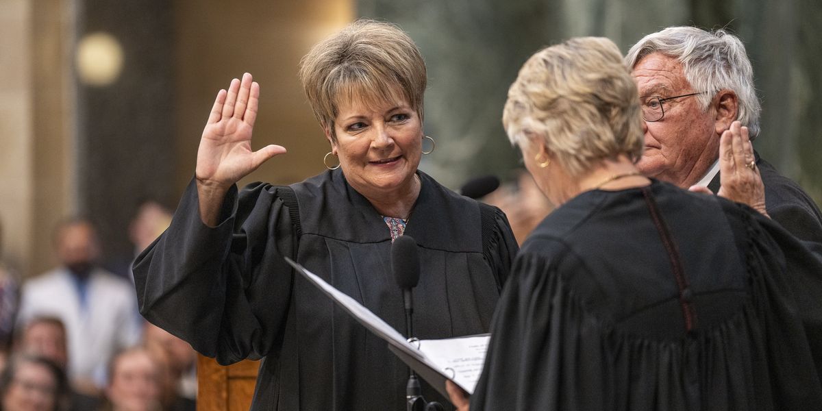 Janet Protasiewicz, 60, is sworn in to the Wisconsin Supreme Court