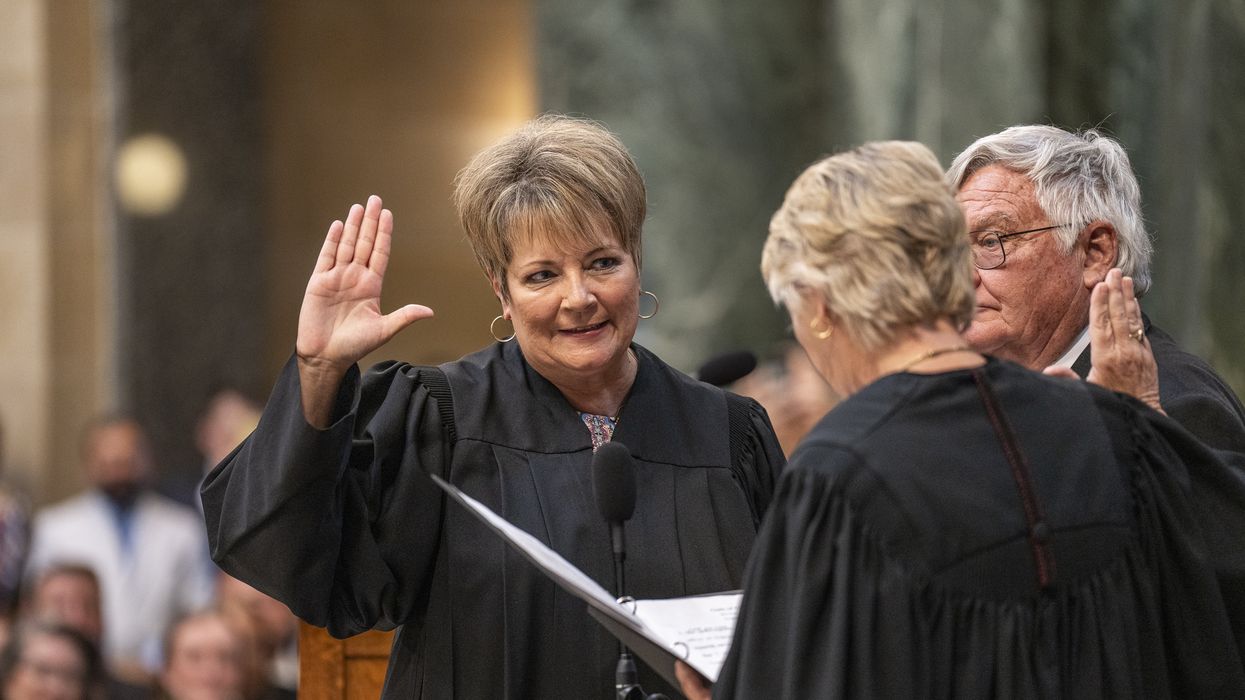 Janet Protasiewicz, 60, is sworn in to the Wisconsin Supreme Court
