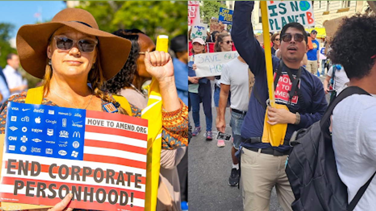 Jennie Spanos (left) and Alfonso Saldaña (right), co-directors of Move to Amend.