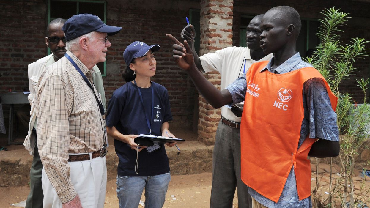 Jimmy Carter in Sudan as an election monitor