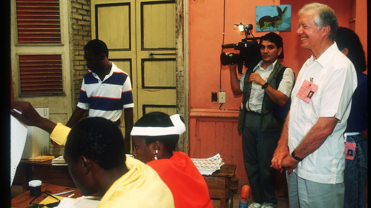 Jimmy Carter watching election procedures