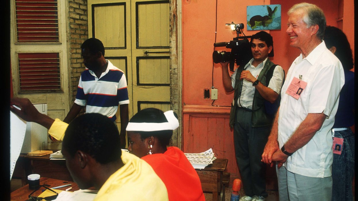Jimmy Carter watching election procedures