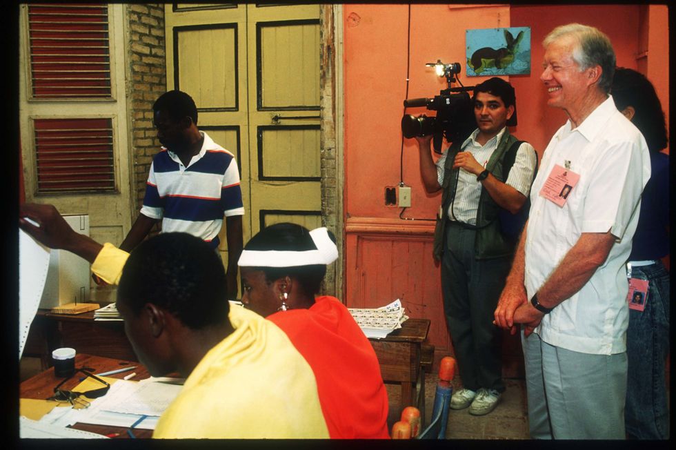 Jimmy Carter watching election procedures