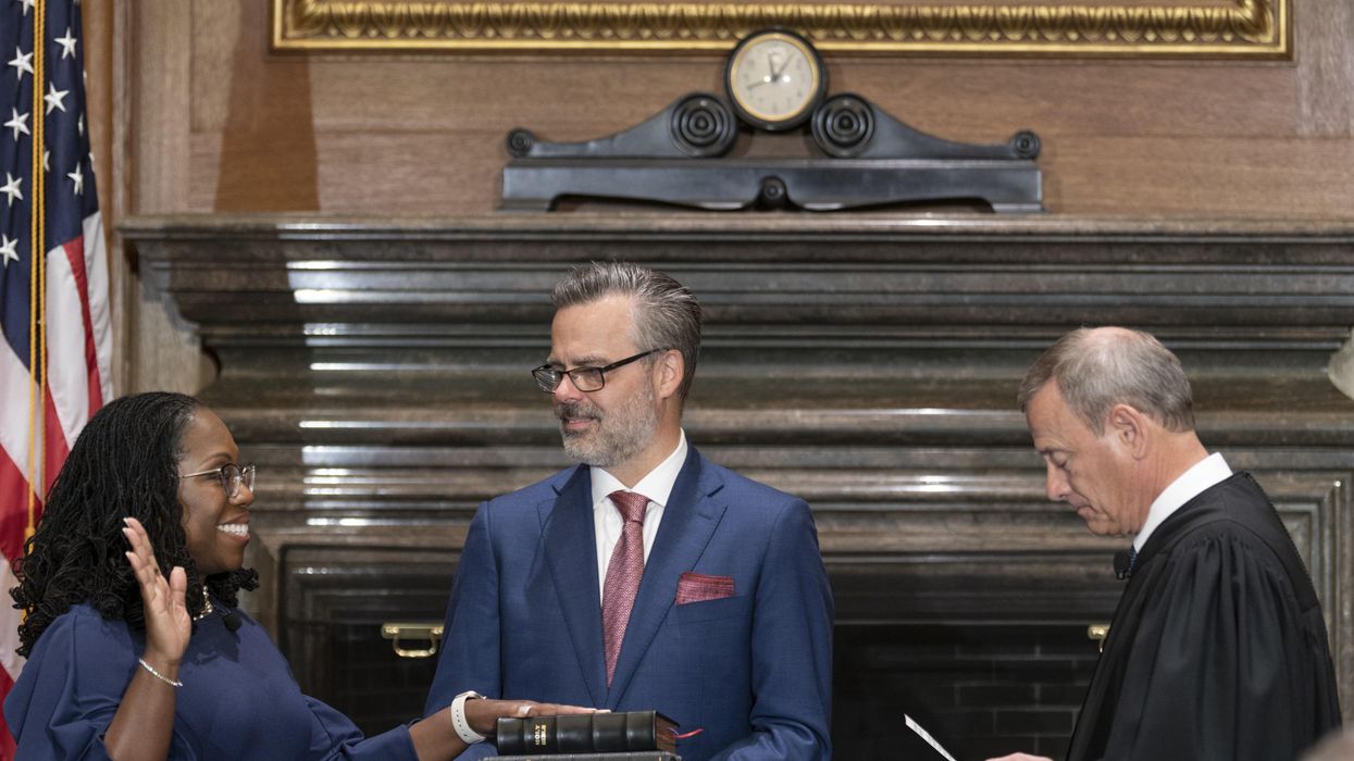 Justice Ketanji Brown Jackson being sworn in