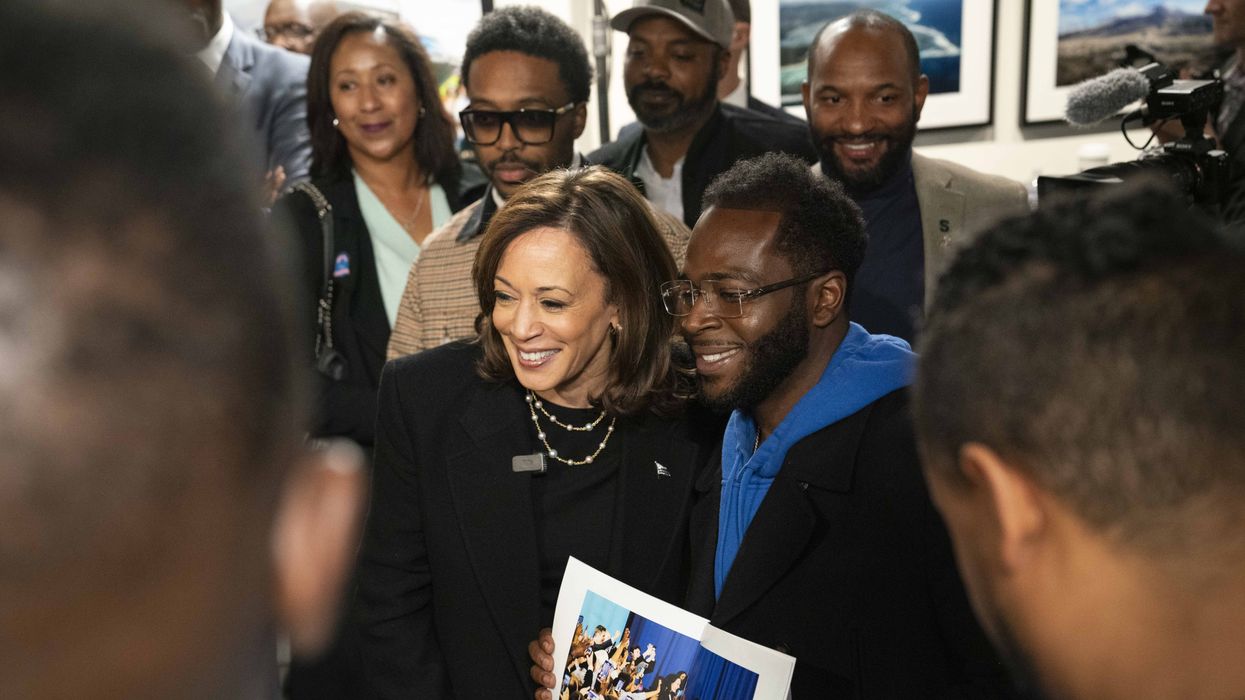 Kamala Harris with a group of Black people