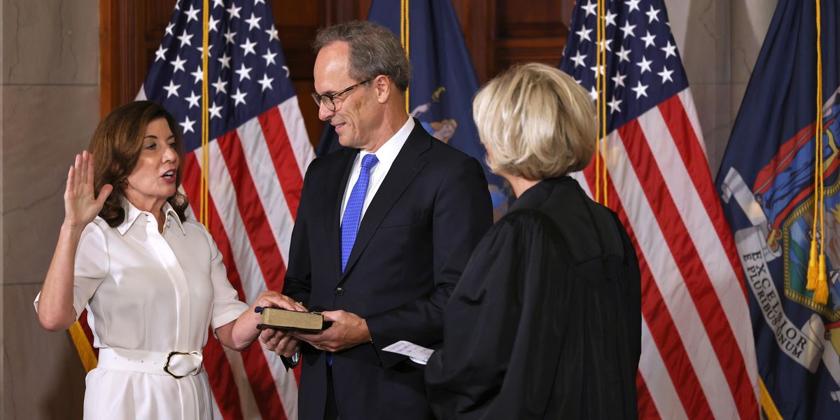 Kathy Hochul being sworn in as governor of New York