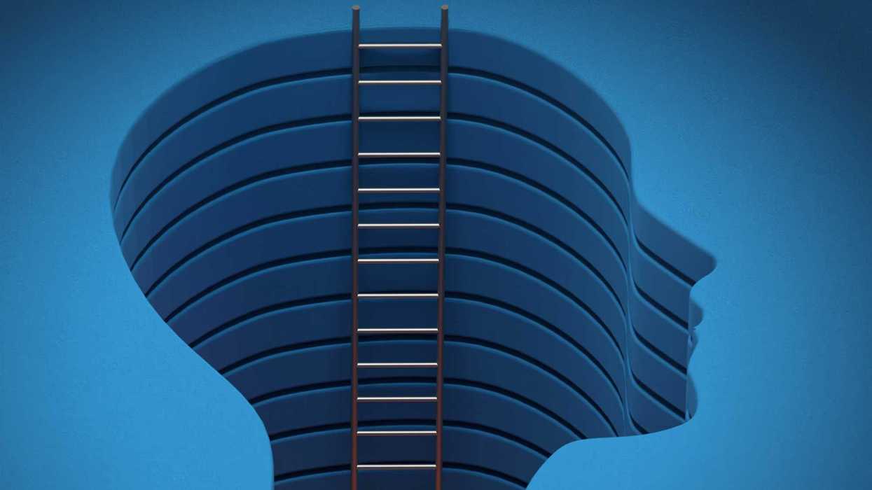 ladder inside head silhouette illustration