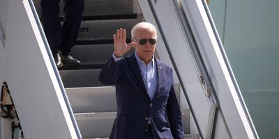 President Biden descending the steps of Air Force One