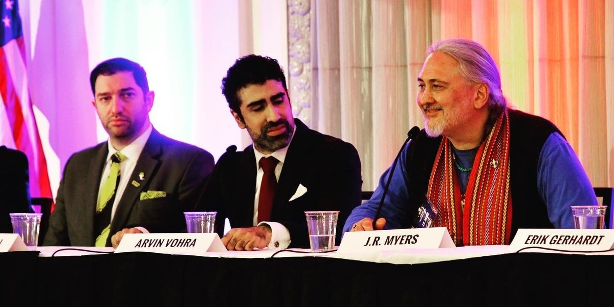 Libertarian Dan Behrman, Libertarian Arvin Vohra and Life and Liberty Party member J.R. Myers.
