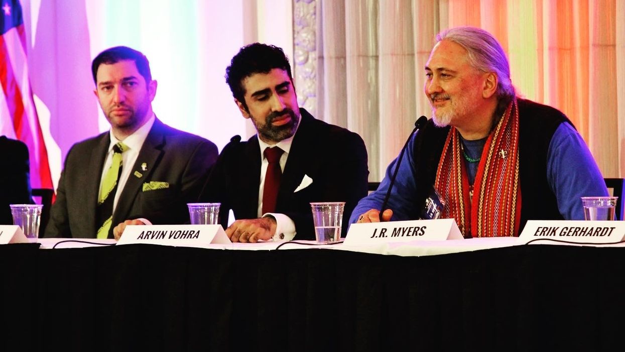 Libertarian Dan Behrman, Libertarian Arvin Vohra and Life and Liberty Party member J.R. Myers.