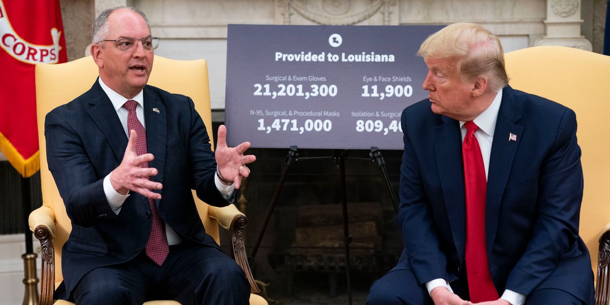 Louisiana Gov. Jon Bel Edwards and President Donald Trump