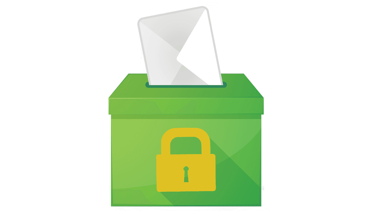 mail in ballot image with a green box