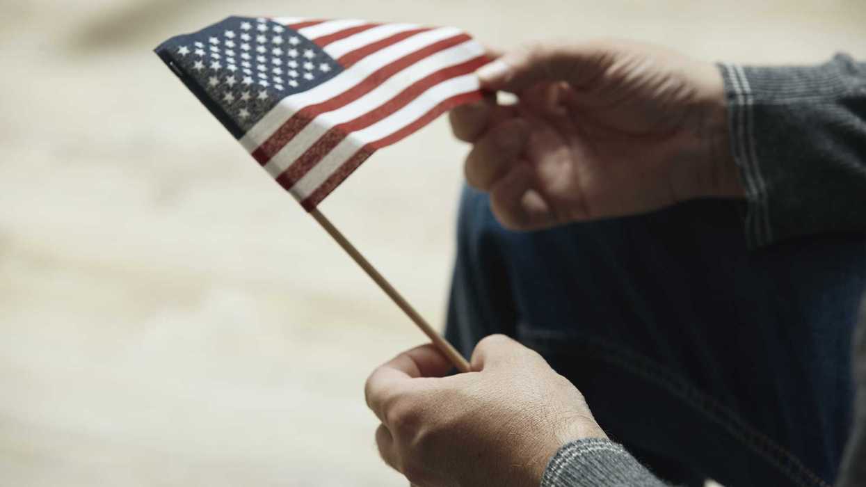 Man holding American flag