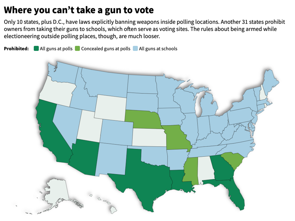 Map of gun laws at voting locations