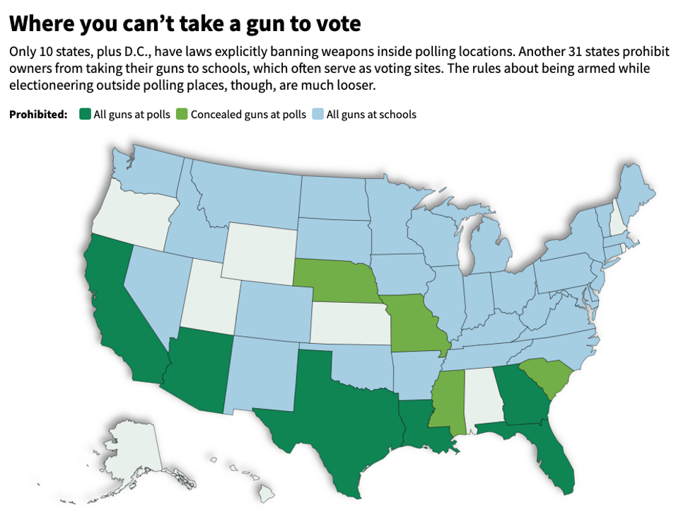 Most states allow guns outside voting locations The Fulcrum