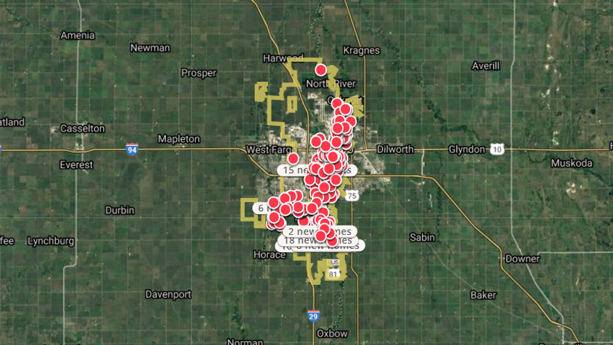 Map of homes for sale in Fargo, North Dakota