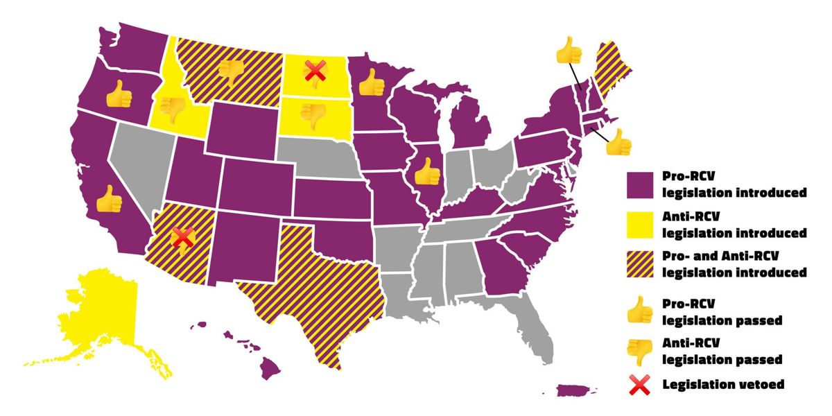 Map of ranked-choice voting  proposals