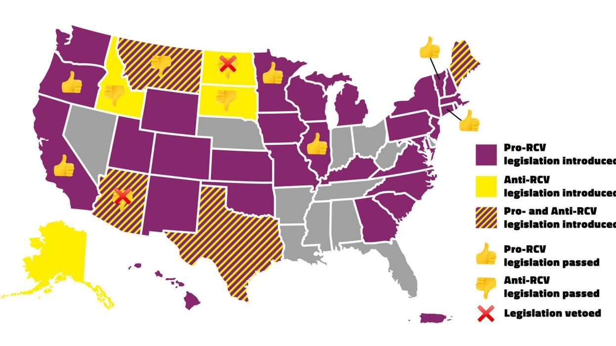 Map of ranked-choice voting  proposals