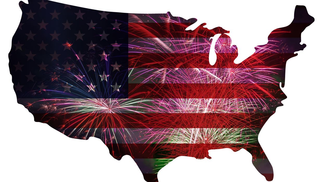 Map of USA with flag