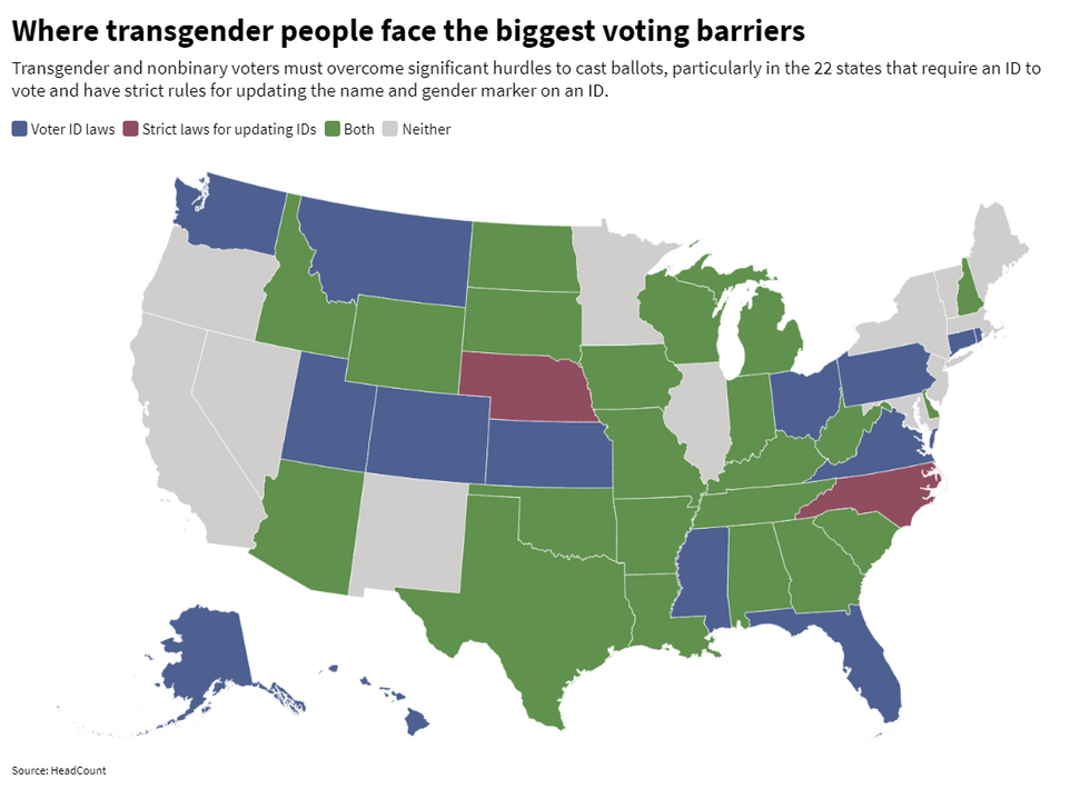 Map of voter ID laws