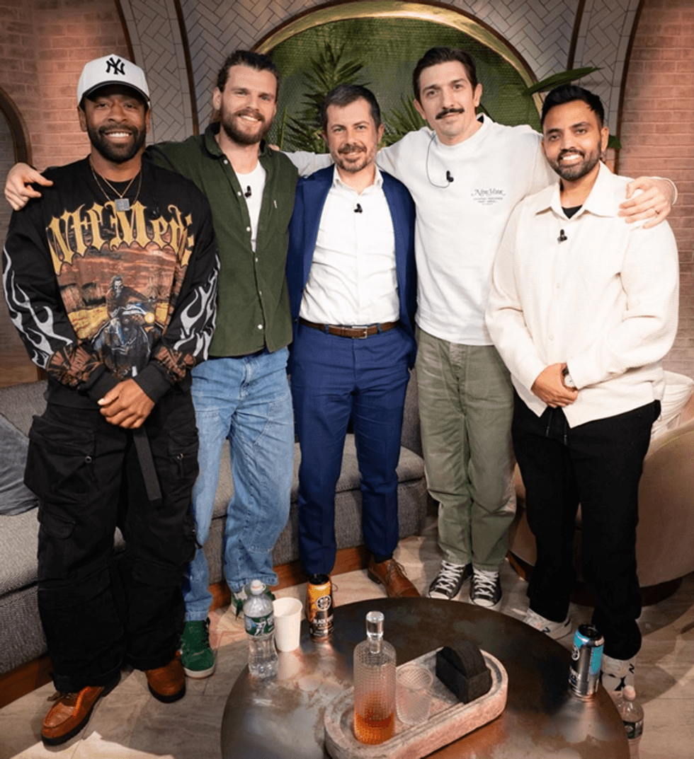 Mayor Pete with the Flagrant podcast hosts