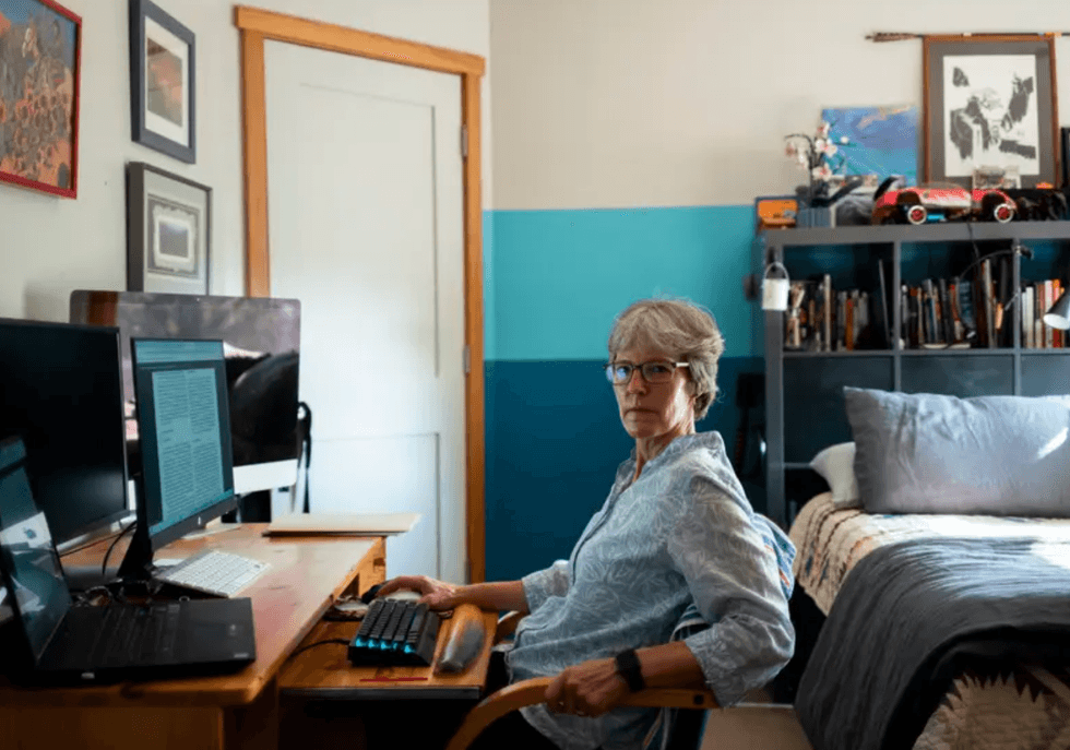 McCanlies in her home office in Morgantown, West Virginia