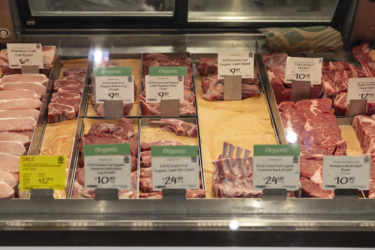 Meat case at the grocery store