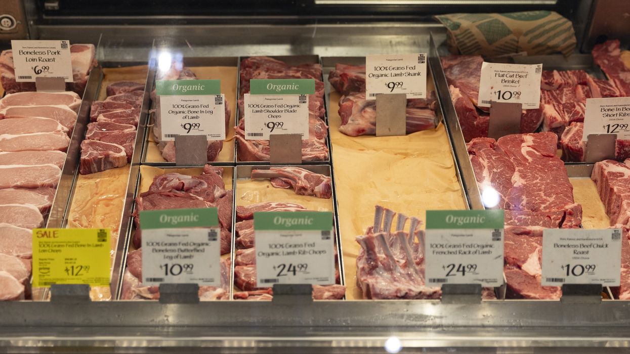 Meat case at the grocery store