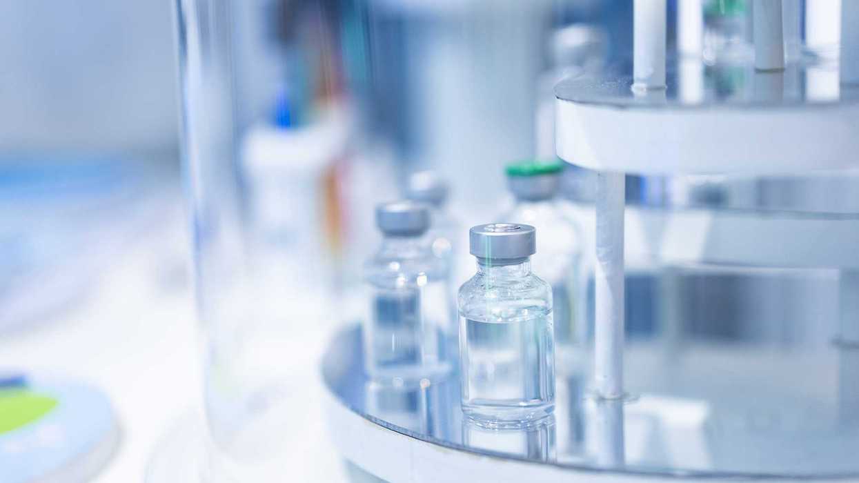 Medical Vial Vaccine on Shelf Table
