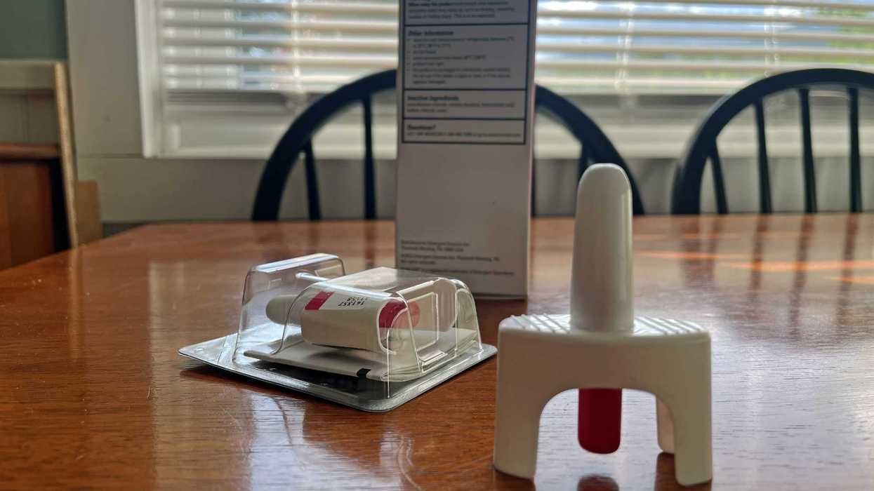 Naloxone displayed on a table.